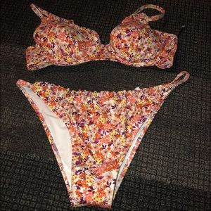 New Shade & Shore Floral Bikini Top and Matching Bottoms Set 36C